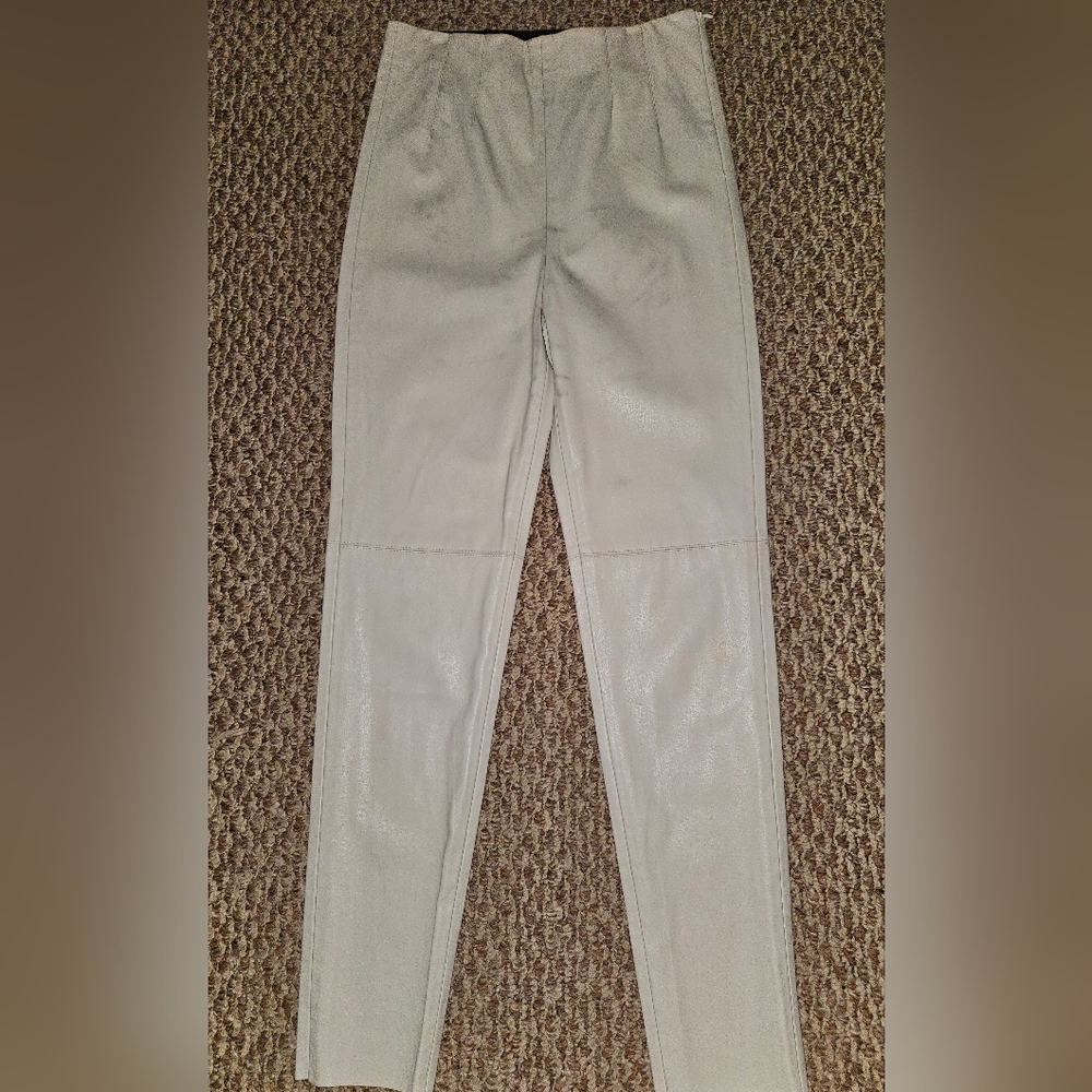 Zara Off-White/Faux Leather Pants